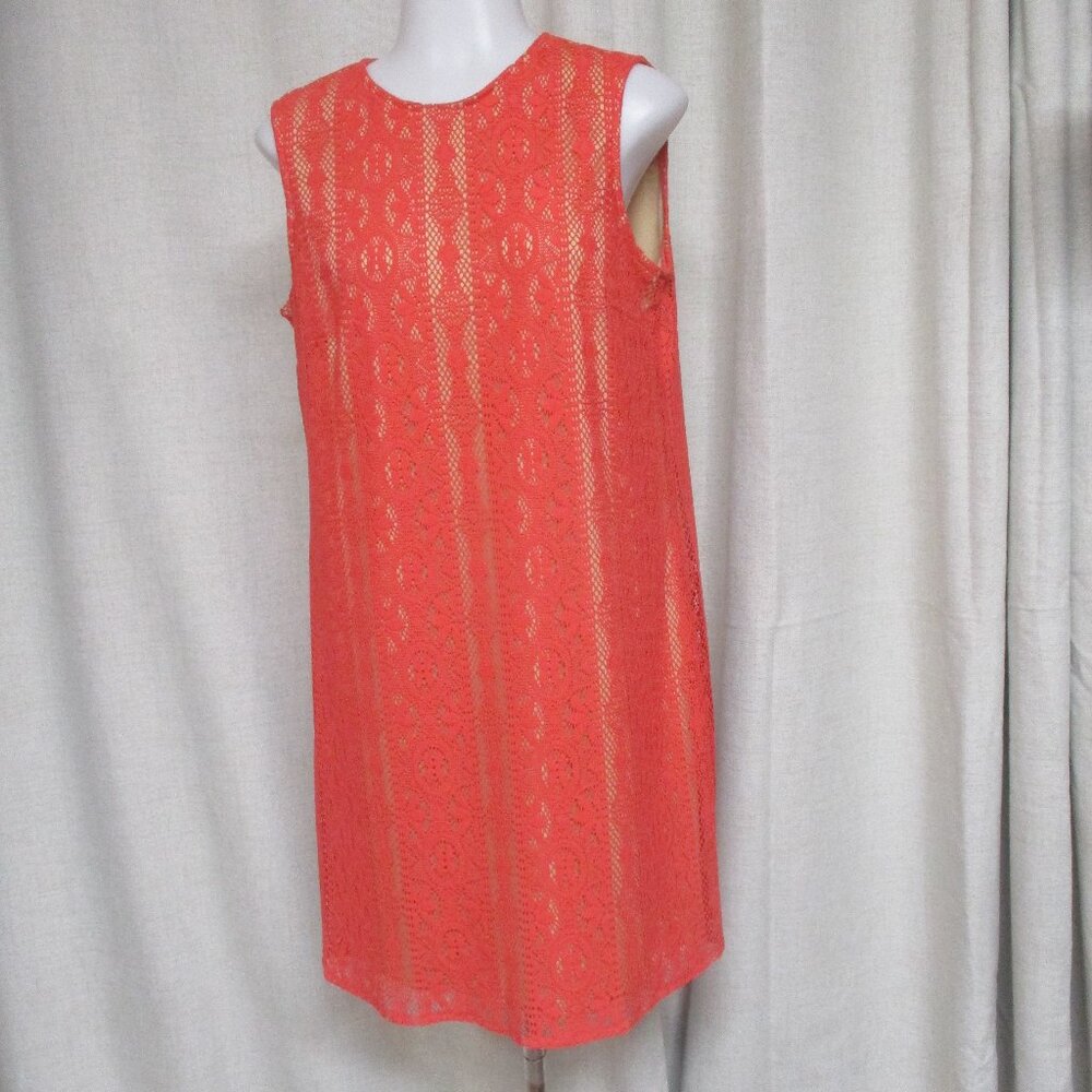 PINEAPPLE orange lace nude lined sleeveless dress sz M
